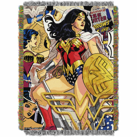Wonder Woman Gone Wonder Woven Tapestry Throw Blanket 48" x 60"